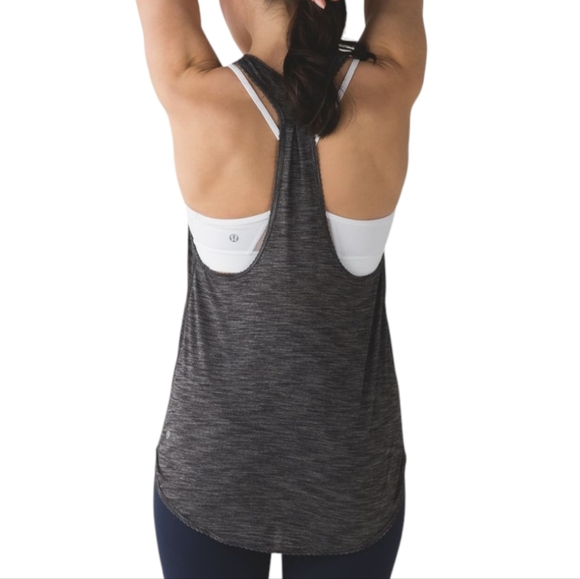 Lululemon 105 F Singlet Active Run Yoga Athletic Women 10 Heathered Black 12/14 - Picture 3 of 9